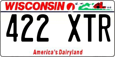 WI license plate 422XTR