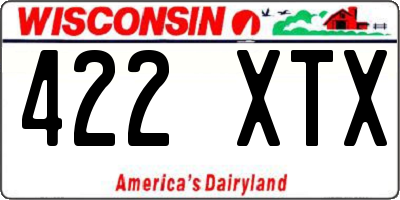 WI license plate 422XTX