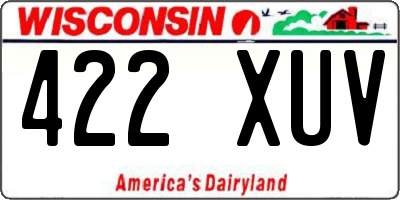 WI license plate 422XUV