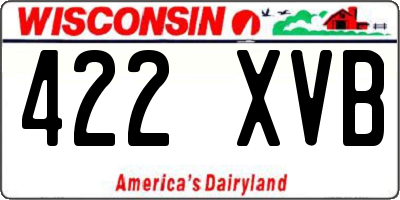 WI license plate 422XVB