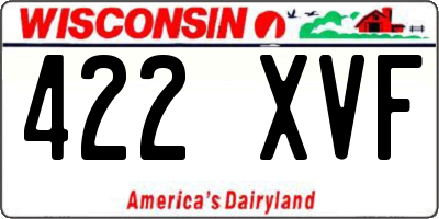WI license plate 422XVF