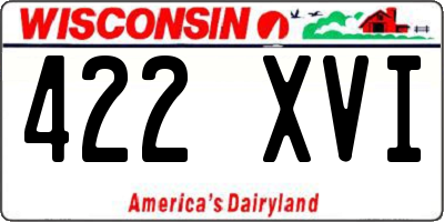 WI license plate 422XVI