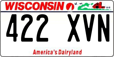 WI license plate 422XVN