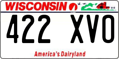 WI license plate 422XVO