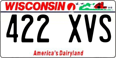 WI license plate 422XVS