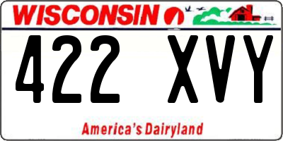 WI license plate 422XVY