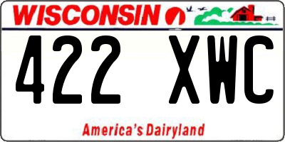 WI license plate 422XWC
