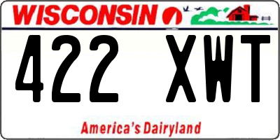 WI license plate 422XWT