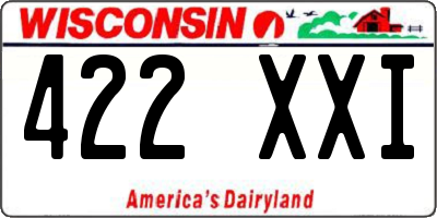 WI license plate 422XXI