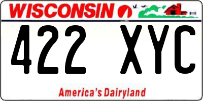 WI license plate 422XYC