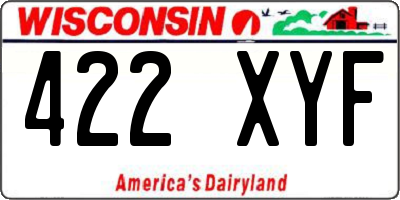 WI license plate 422XYF