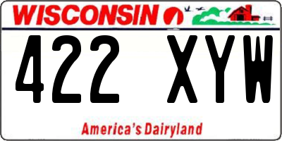 WI license plate 422XYW