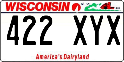 WI license plate 422XYX