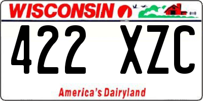 WI license plate 422XZC