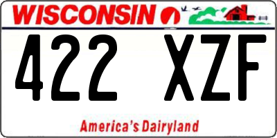 WI license plate 422XZF