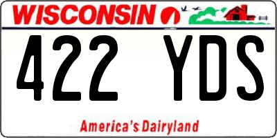 WI license plate 422YDS