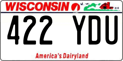 WI license plate 422YDU