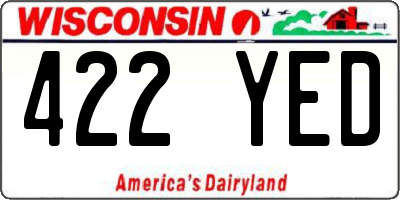 WI license plate 422YED