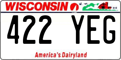 WI license plate 422YEG