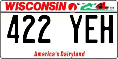WI license plate 422YEH