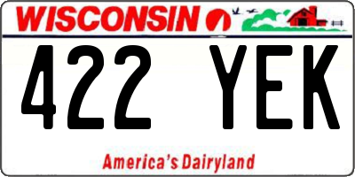 WI license plate 422YEK