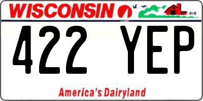 WI license plate 422YEP