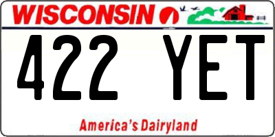 WI license plate 422YET