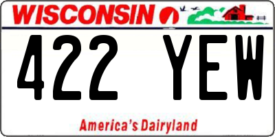 WI license plate 422YEW