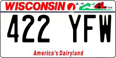 WI license plate 422YFW