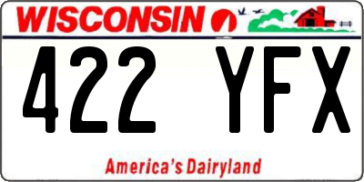 WI license plate 422YFX