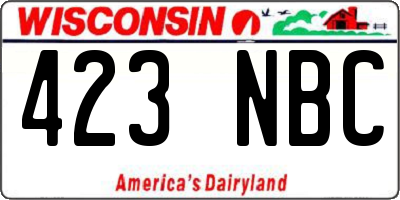 WI license plate 423NBC