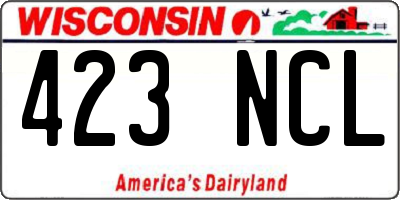 WI license plate 423NCL