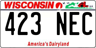 WI license plate 423NEC