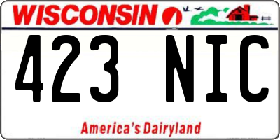 WI license plate 423NIC