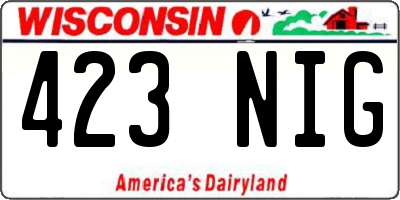WI license plate 423NIG