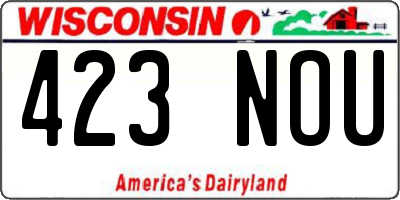 WI license plate 423NOU