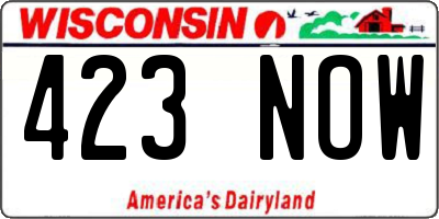 WI license plate 423NOW