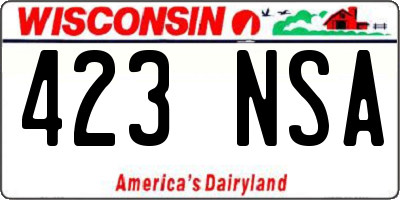 WI license plate 423NSA
