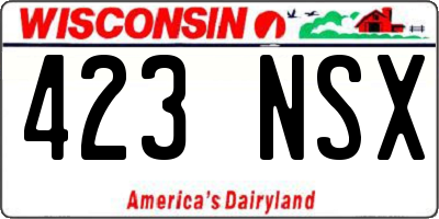 WI license plate 423NSX