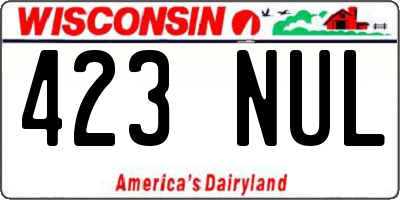 WI license plate 423NUL