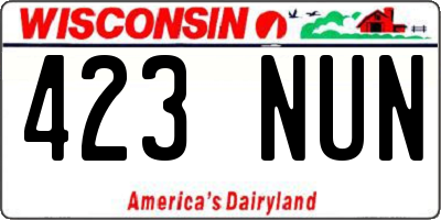 WI license plate 423NUN