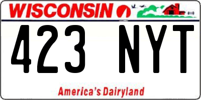 WI license plate 423NYT