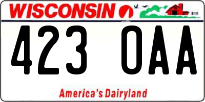 WI license plate 423OAA