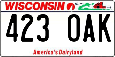 WI license plate 423OAK