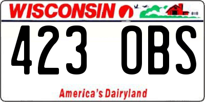 WI license plate 423OBS