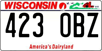 WI license plate 423OBZ