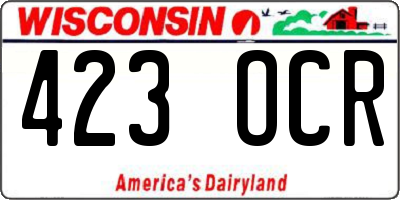 WI license plate 423OCR
