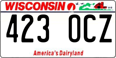 WI license plate 423OCZ