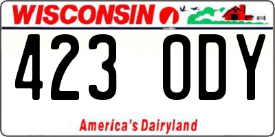WI license plate 423ODY