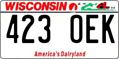 WI license plate 423OEK
